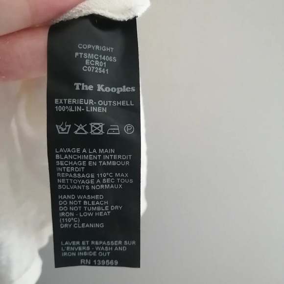 The Kooples Sport Linen Short Sleeve T-Shirt Lace Up Sleeve Off White 2 Medium - Picture 10 of 15